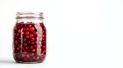 Delicious cranberry jam in a jar isolated