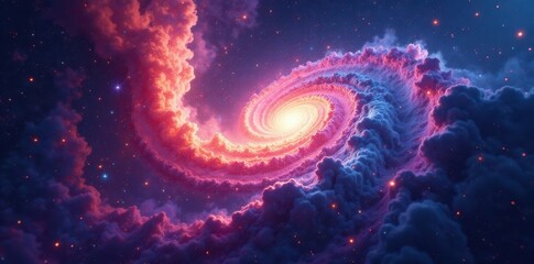 Cosmic swirls, nebulae blend in abstract galaxy dance , universe, blue, light