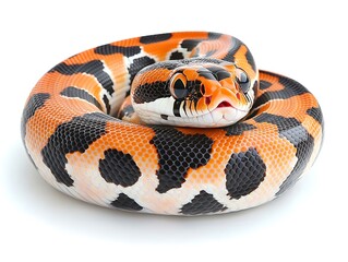 Fototapeta premium Colorful snake coiled up on a white background