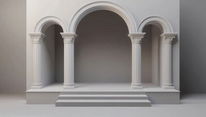 Elegant Architectural Columns with Arched Design in Neutral Tones