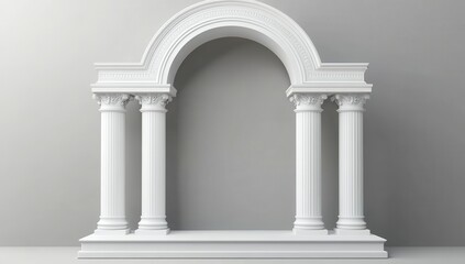 Naklejka premium Elegant White Architectural Structure with Arched Design and Columns