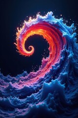Colorful spiral wave, dark background, intense hues, colorful, intense