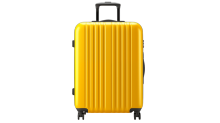 Bright Yellow Suitcase Travel Packing Holiday Trip isolated on transparent background