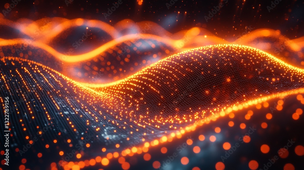 Aufkleber Colorful waves pulsate with energy, representing complex quantum phenomena such as superposition and entanglement. This visualization emphasizes modern encryption and security issues.