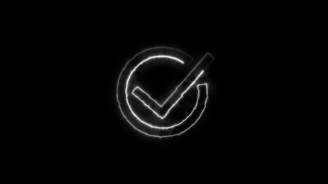 Glowing neon light Check mark icon and tick mark icon. approved tick mark icon, success, correct concept.