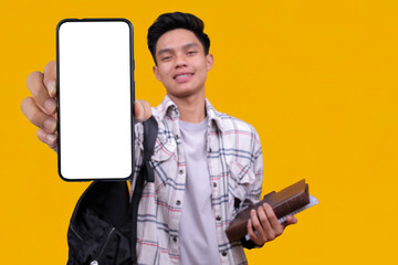 Selective Focus Of Blank Screen Smartphone Held By Young Asian S
