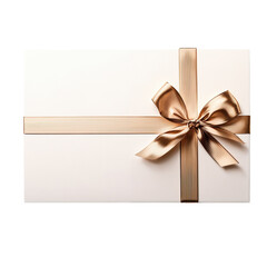 Fototapeta premium Discover the allure of a beautifully wrapped gift, featuring a pristine white box adorned with an elegant golden ribbon, symbolizing joy and celebration for any occasion.