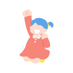 楽しそうにジャンプするこども（女の子）のフラットなイラスト

