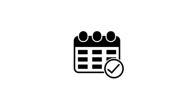 Abstract moving calendar icon animation with check mark icon,Date counting calendar. Ripped paper calendar to change the moments in the month.