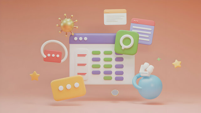 A Playful Pastel World Of Online Organization And Scheduling, Joyfully Representing Efficient Task Management With A Lighthearted Design