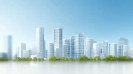 Magnificent cityscape, towering skyscrapers and lush green trees in harmony urban