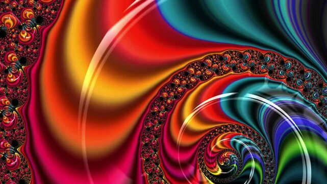 A mesmerizing fractal spiral with vivid swirling colors, creating a hypnotic and psychedelic abstract pattern.