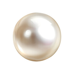 Lustrous White Pearl with Smooth Surface Isolated on Transparent Background