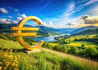 Flat Design Euro Symbol Landscape Photography: Stunning Nature Scenes with &acirc;&sbquo;&not; Symbol
