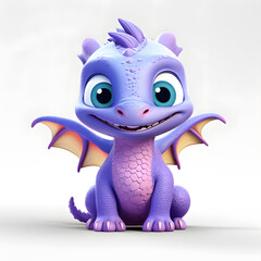 Fototapeta premium Digital technology 3D cute dragon icon