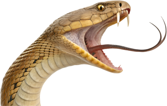 The cobra snake, a highly venomous species, is famous for its distinctive hood and posture. 