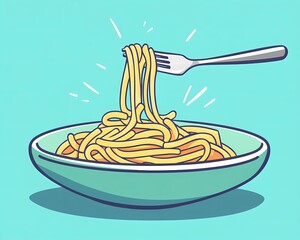 flat illustration of noodles on a plate
