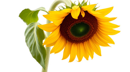 Fototapeta premium wilting sunflower with drooping petals isolated on transparent background, png