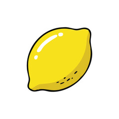 Hand Drawn Lemon Icon in Yellow Fresh Zesty Citrus Illustration for Branding & Design