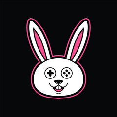 Cute bunny rabbit head logo for gaming 