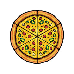 Pizza vector illustration for logo or icon fast food junk food street food business