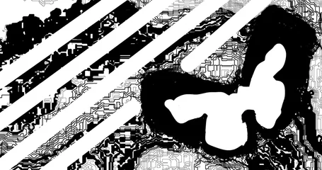 grunge music background and butterfly 