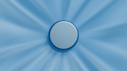 blue circular button is centered within a vibrant background featuring radial lines that suggest...