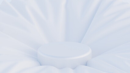 plush white cushion featuring a round center rests on a flat surface, designed for comfort and style. Its smooth texture and soft folds enhance a serene atmosphere in any setting. 3d render