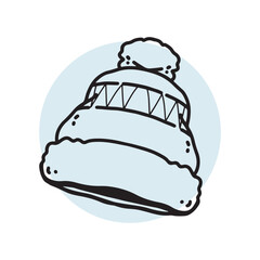 winter hat icon doodle line vector