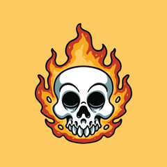 Vector skull fire illustration logo