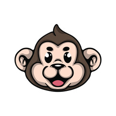 Head cute monkey vector cartoon 