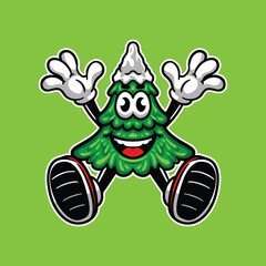 winter spruce mascot cartoon illustration 