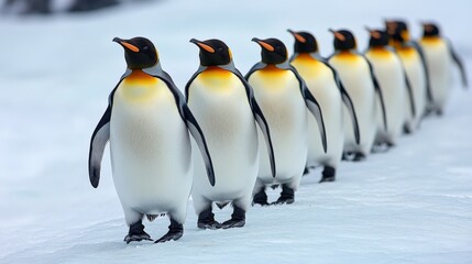 Obraz premium penguins living on edge of an iceberg in Antarctica demonstrate resilience, camaraderie, and a strong sense of survival and unity in harsh and icy environment