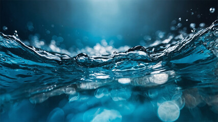 Close Up of Bubbling Water Capturing Textures Background and Ripples in Blue Tones