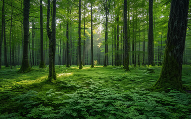 Obraz premium green forest background in real photography style