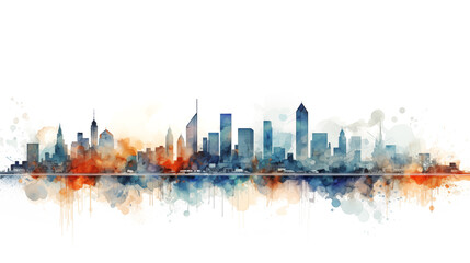 Obraz premium A watercolor painting of a cityscape. Vibrant cityscape with watercolor accents