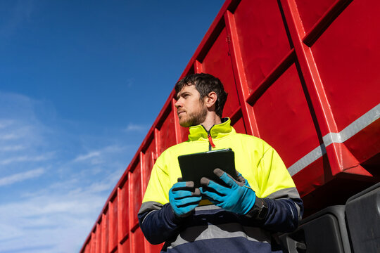 Worker Using Tablet