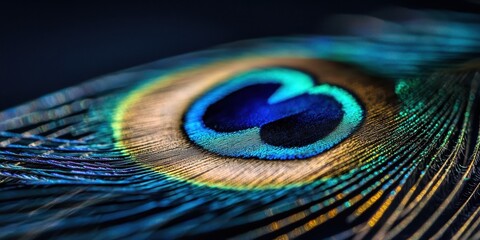 Fototapeta premium Vibrant Peacock Feather with Stunning Colors and Detailed Patterns