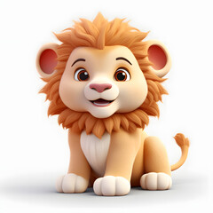 Fototapeta premium Digital technology 3D cute lion icon