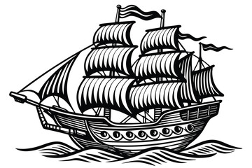 Pirate ship hand drawn vector illustration Vector