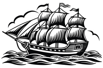 Naklejka premium boat silhouettes with white background