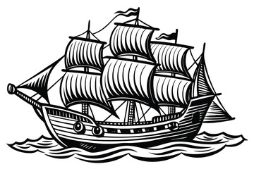 Naklejka premium boat silhouettes with white background