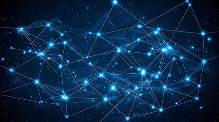 Exploring digital connectivity through stellar networks virtual space graphic representation futuristic environment aerial view technology impact