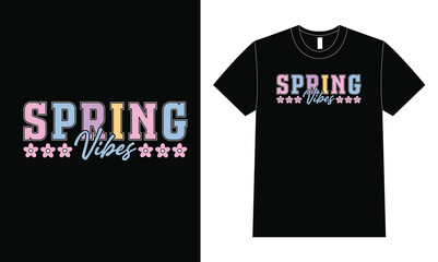 Naklejka premium Spring Vibes – Pastel Flower Lettering Design