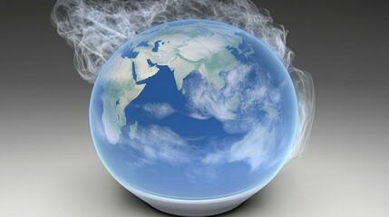 Earth Globe with Smoke and Clouds Digital Art