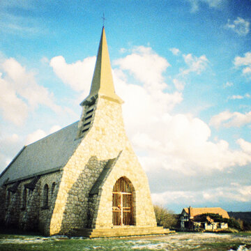Stone Notre-Dame-de-la-Garde Chapelle in Etretat cliffs