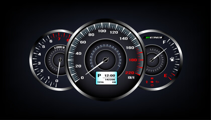 Fototapeta premium Futuristic automobile concept, Car dashboard vector illustration.