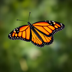 Vibrant monarch butterfly with striking orange and black wings, showcasing nature's beauty and elegance.