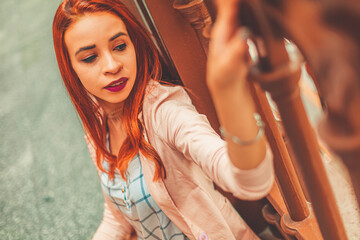 young woman in a dress