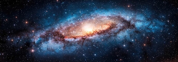 Fototapeta premium Dark sky idea. A stunning view of a galaxy showcasing vibrant colors and cosmic beauty.